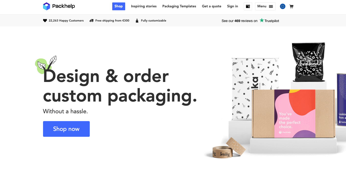 Packhelp b2b ecommerce website