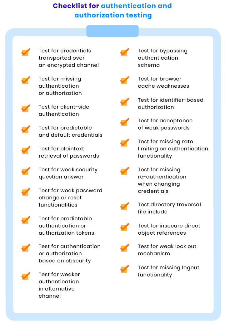 how to check authentication and authorization functionality