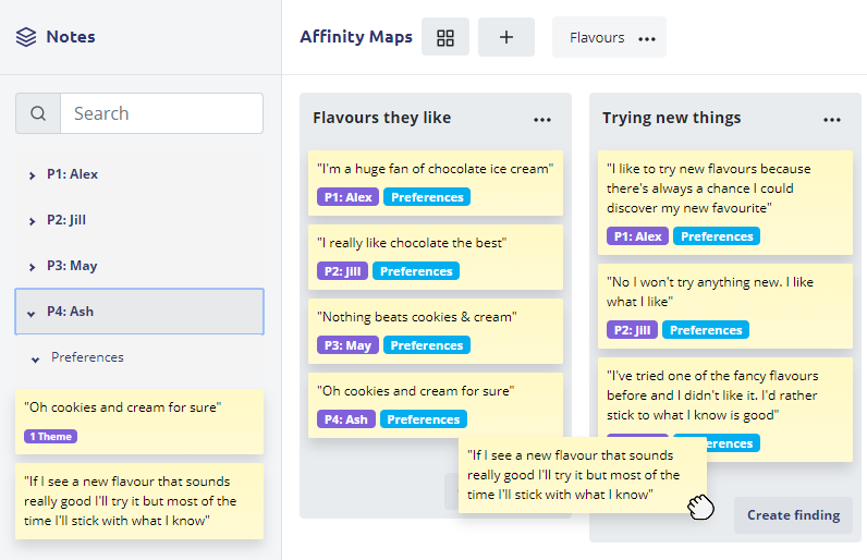 Affinity mapping approach to structure user interview responses