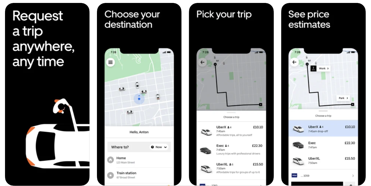 Uber iOS App Screenshots