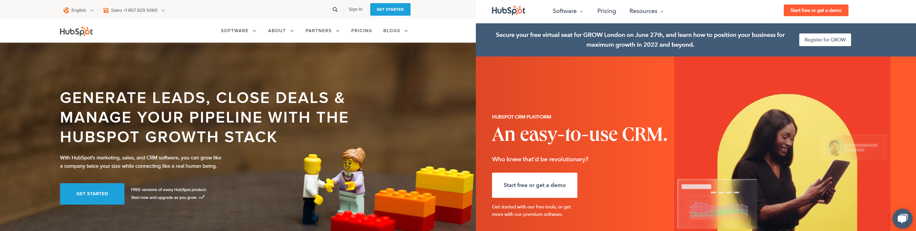 HubSpot website before and after redesign